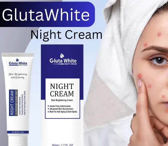 Gluta White Night Cream – Instant Brightening, Dark Spots Removal & Anti-Aging Formula (50ml)